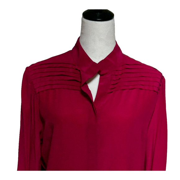 Sophisticate Jonathan Martin Top Womens 12 Pink Red Silk Button Up Y2K NWT - Picture 1 of 10